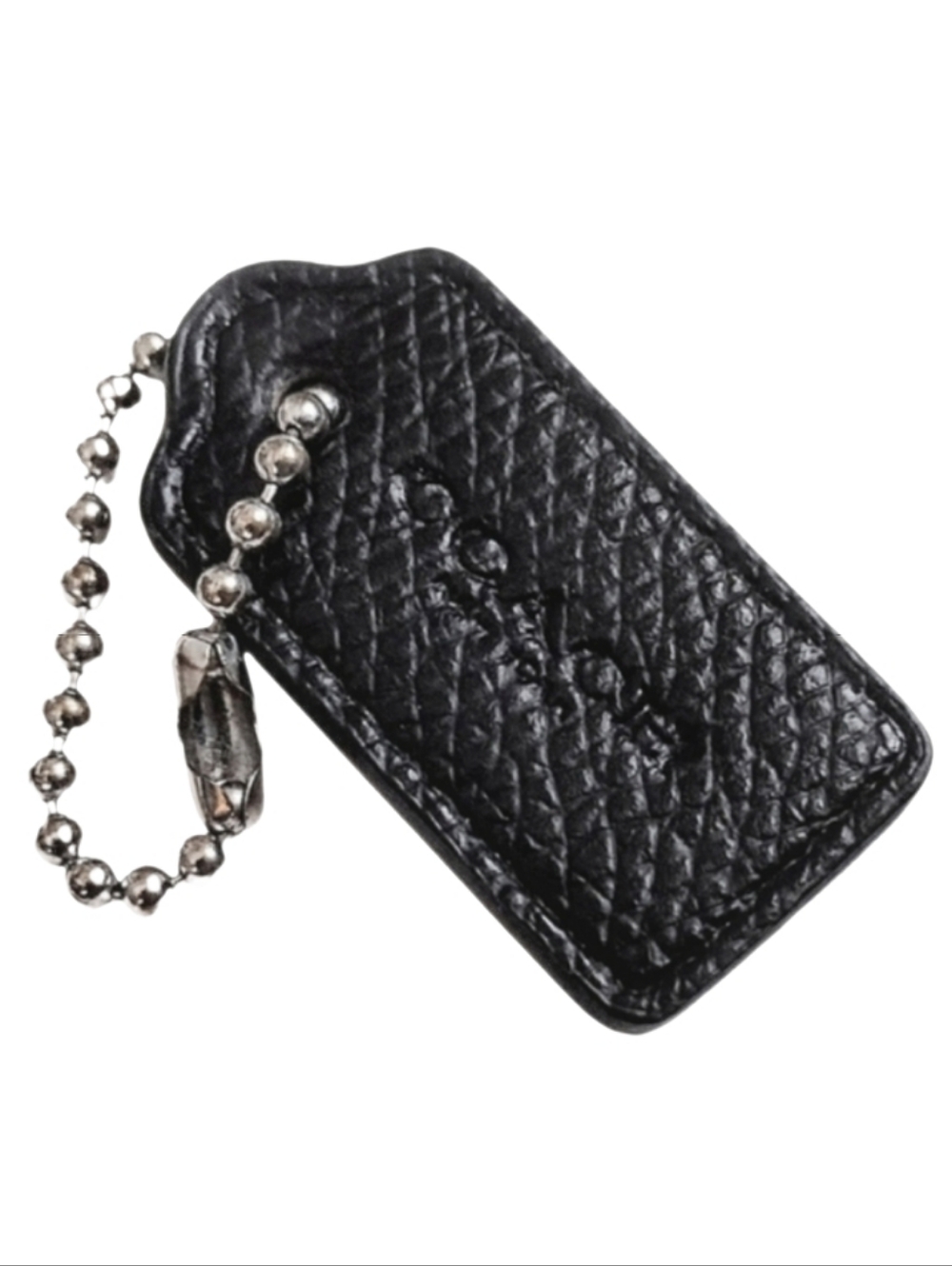 🖤 Coach 1.25" Mini Black Pebbled Leather Hangtag Bag Fob Charm Keychain RARE